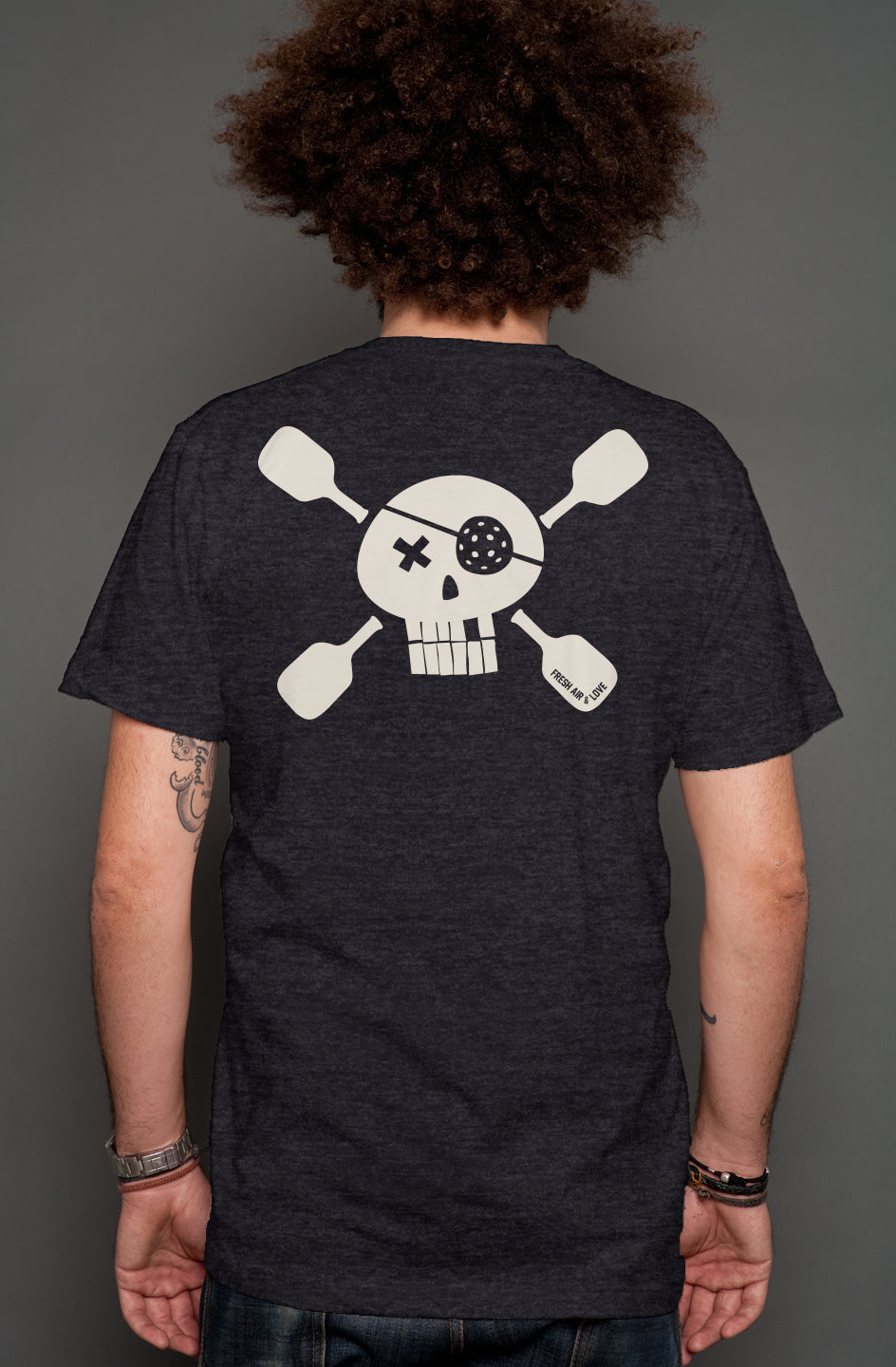 Pickleball Pirate Heather Charcoal Tee_Back1