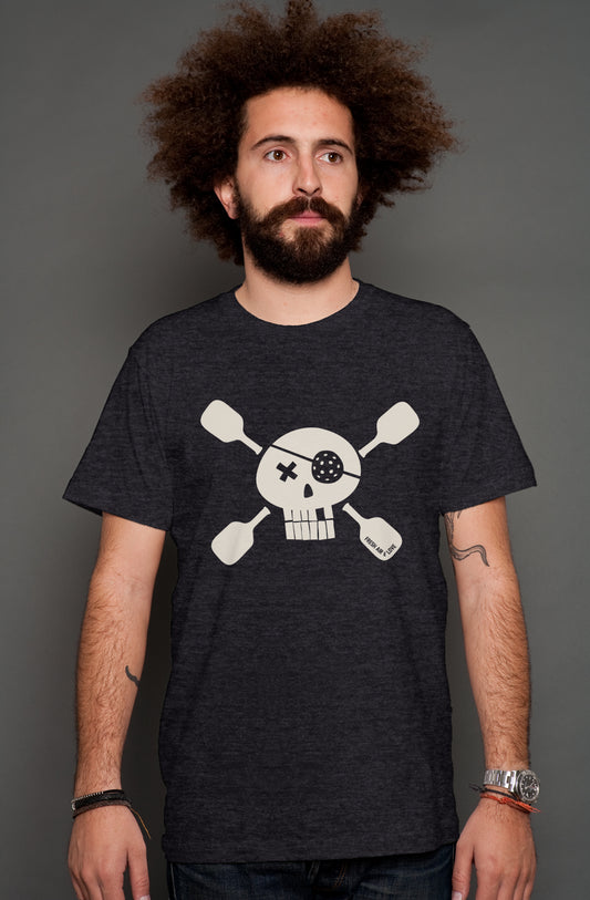 Pickleball Pirate Heather Charcoal Tee_Front1