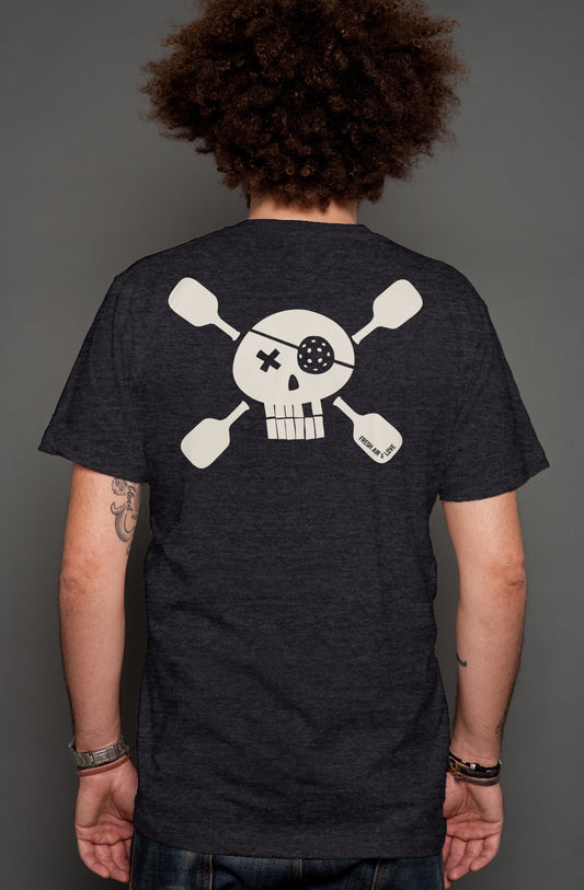 Pickleball Pirate Heather Charcoal Tee_Back1