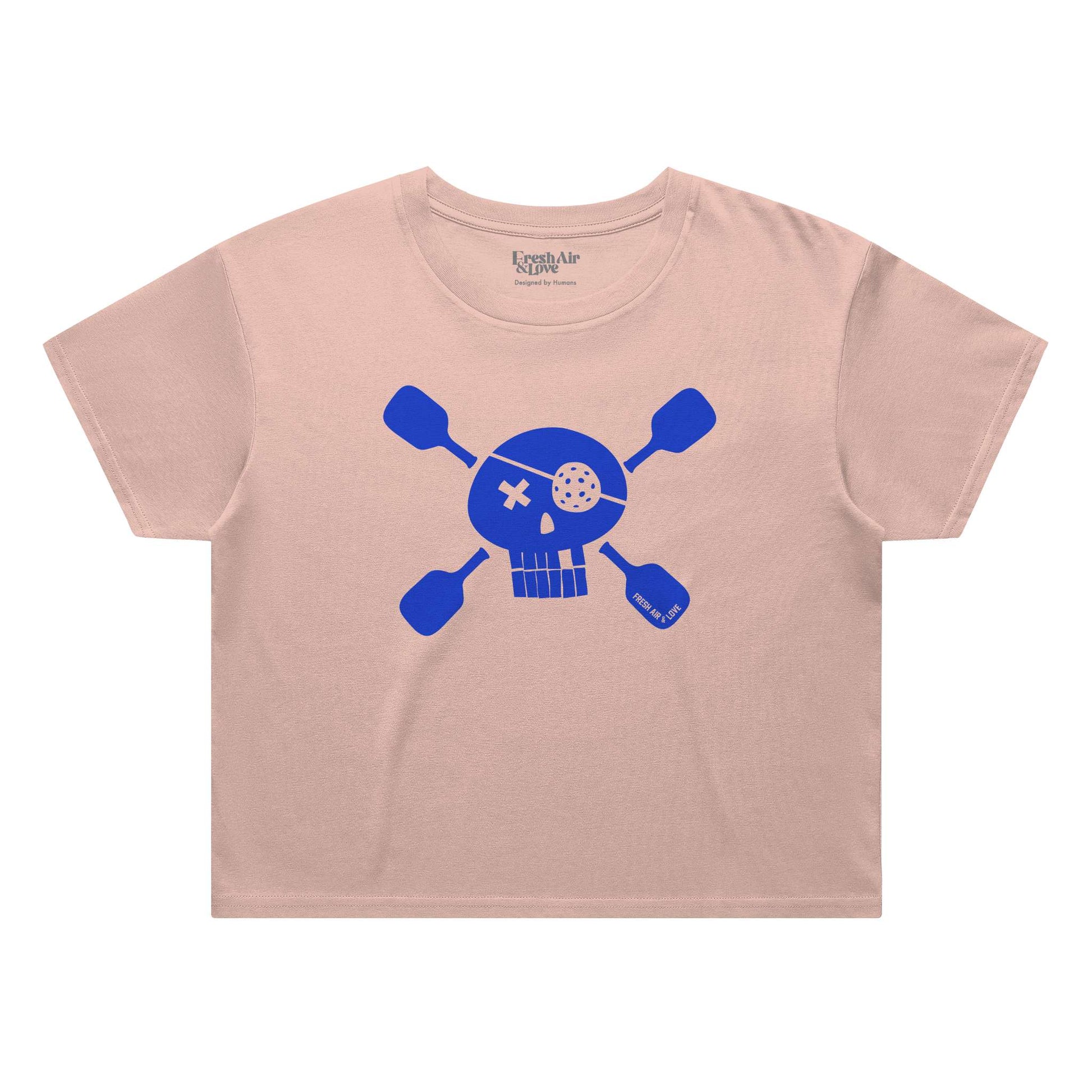 Pickleball Pirate Street Crop Tee - Soft Pink / Blue