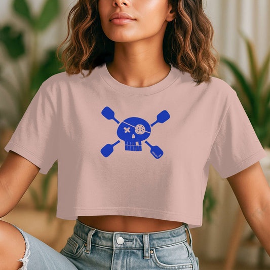Pickleball Pirate Street Crop Tee - Soft Pink / Blue