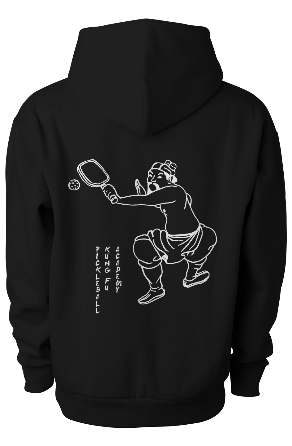 Pickleball Kung Fu Avenue Pullover Hooded Sweatshirt - Black White