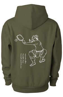 Pickleball Kung Fu Avenue Pullover Hooded Sweatshirt - Olive White