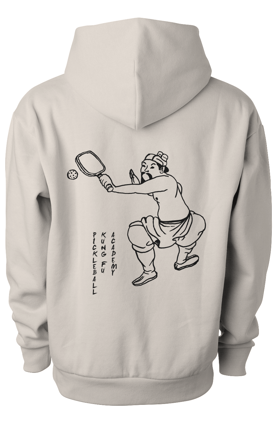 Pickleball Kung Fu Avenue Pullover Hooded Sweatshirt - Ivory Black