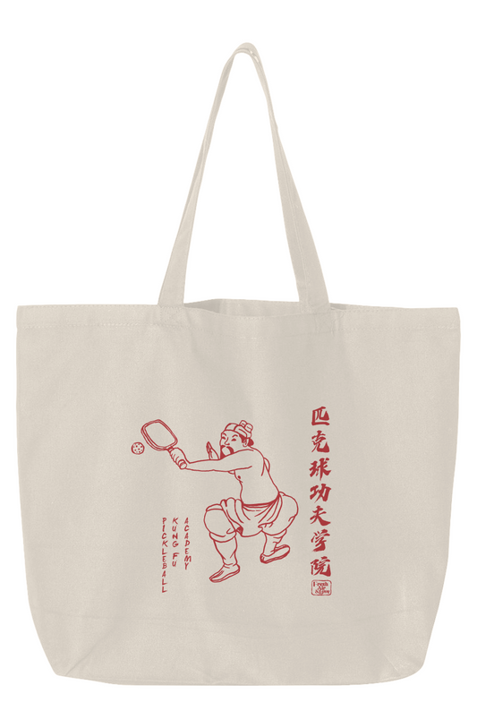 Pickldeball Kung Fu Jumbo Tote - Natural Red