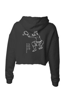 Pickleball Kung Fu Lightweight Crop Hoodie - Black White