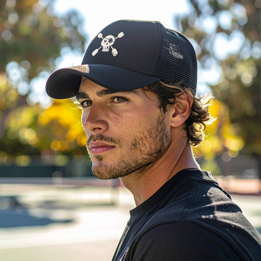 Pickleball Pirate Trucker Hat - Black