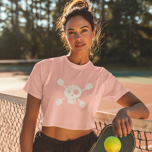 Pickleball Pirate Street Crop Tee - Pale Pink