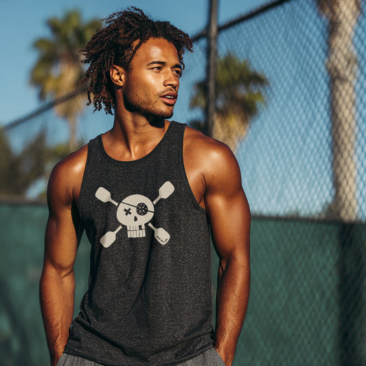 Pickleball Pirate Tank Top Heather - Front