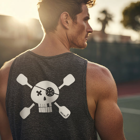Pickleball Pirate Tank Top Heather - Back