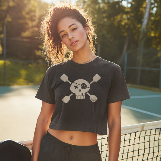 Pickleball Pirate Street Crop Tee - Charcoal