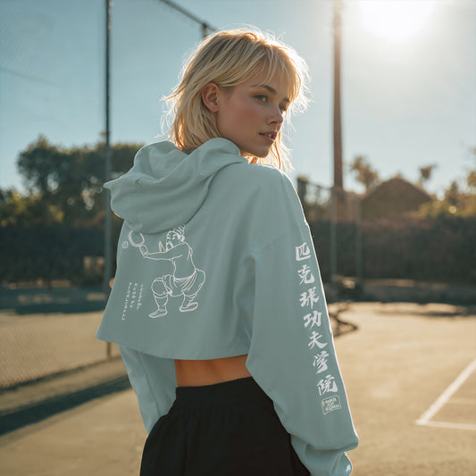 Pickleball Kung Fu Lightweight Crop Hoodie - Sage